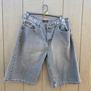 Vintage y2k Jean station Men's Charcoal Wash Denim Biker Shorts jorts Size 38